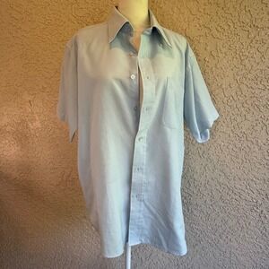 Vintage Giorgio Armani Button Down Mens XL Blue Short Sleeve Le Collezioni Shirt